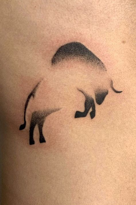 Small Bull Tattoos, Taurus Tattoo Men, Bull Tattoo Feminine, Taurus Tattoo Ideas, Taurus Symbol Tattoo, Ox Tattoo, Stippling Tattoo, Taurus Bull Tattoos, Men's Tattoo