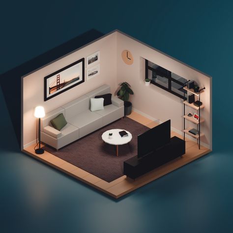 Isometric Office, Isometric Rooms, Isometric Animation, Lego House Ideas, Isometric Room, Living Room Plan, Solar Energy Projects, 3d Isometric, 3d Room