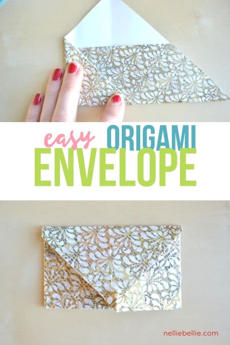 You can make an envelope out of magazines, cardstock, paper, even the funnies! Create unique and personalized cards with matching envelopes with this easy tutorial. All you need to do is fold! Fold Paper Into Envelope, Gift Card Envelope Diy, Folding Envelope, Inside A Birthday Card, Origami Envelope Easy, Homemade Envelopes, Make An Envelope, Envelope Tutorial, Fancy Envelopes