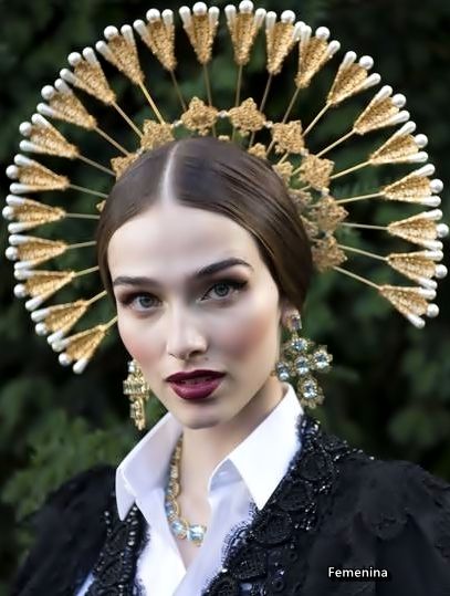 Headgears For Fashion Show, Bouquet Structure, Dolce Gabbana Alta Moda, Filipino Clothing, Head Gear, Floral Hat, Headband Tiara, Couture Details, Crown Headband