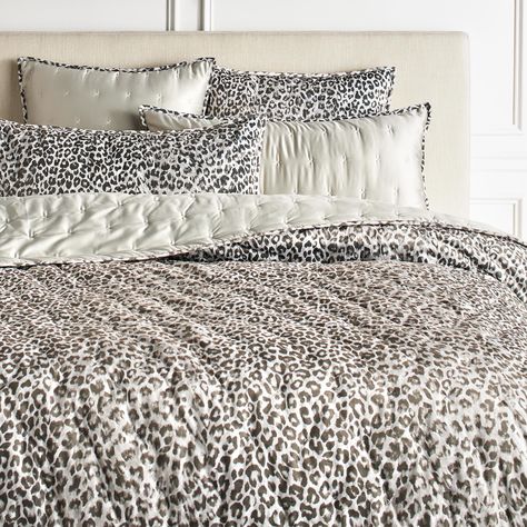 Persia Reversible Bedding - Grey Queen Quilt Cheetah Print Bedding, Leopard Print Bedroom, Champagne Bed, Leopard Bedroom, Leopard Print Bedding, Bedroom Bedding Sets, Reversible Bedding, Uni Room, Sanctuary Bedroom