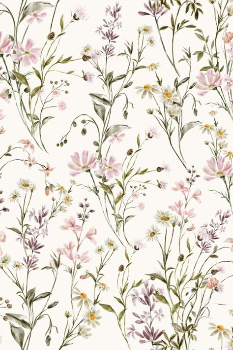 floral wallpaper, floral peel and stick, peel and stick wallpaper, Wild Flower Wallpaper, Cubby Ideas, Wildflower Wallpaper, Floral Meadow, Carriage House Plans, Sage Green Bedroom, Nursery Inspo, Small Room Design, Nursery Baby Room