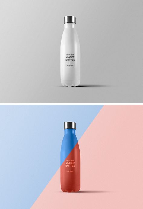 Reusable Water Bottle Mockup Water Bottle Mockup, White Water Bottle, Psd Template Downloads, Water Bottle Brands, Whisky Bottle, Quote Design, Botol Air, Branding Identity, Logo Mockup