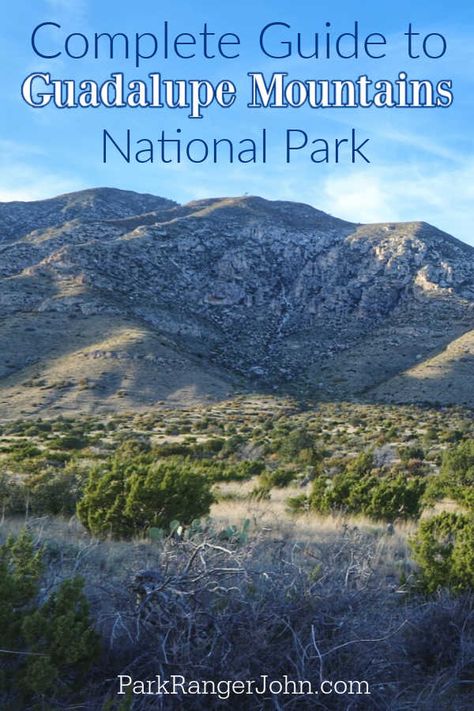 Complete Guide to Guadalupe Mountains National Park in Texas including things to do, camping, hiking, lodging, history, junior ranger program, and so much more. Guadalupe Peak, National Park Passport, Guadalupe Mountains National Park, Guadalupe Mountains, Carlsbad Caverns National Park, Carlsbad Caverns, Us Travel Destinations, Park Photos, Beautiful Park