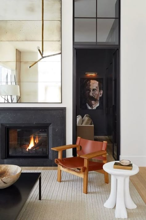 Above Fireplace Ideas, Tv Fireplace Wall, Mirror Above Fireplace, Spanish Chair, Mantel Styling, Studio Mumbai, Tv Fireplace, Above Fireplace, John Pawson