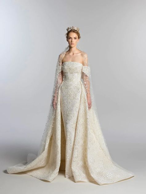 Beaded Lace Dress, Wedding Dresses London, Floral Beaded Dress, Baju Kahwin, Vision Of Love, Saiid Kobeisy, Elegant Bridal Gown, Over Skirt, Classy Wedding Dress