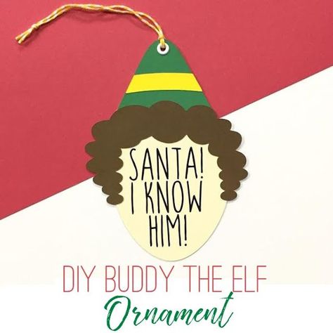 Create your own "Buddy the Elf" Ornament! Buddy The Elf Christmas Tree, Cricut Ornament, Elf Themed Christmas Party, Cricut Ornaments, Elf Crafts, Elf Christmas Decorations, Elf Tree, Elf Decorations, Elf Christmas Tree