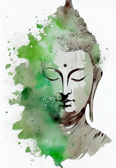 Bhudha Image Art, Watercolour Buddha, Watercolor Negative Painting, Buddhist Painting, Buddha Painting Canvas, Line Tattoo Ideas, Buddha Art Drawing, Buddha Artwork, Spiritual Paintings