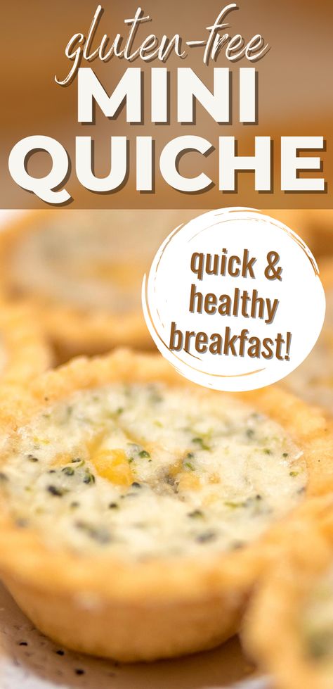 Need a quick and easy breakfast idea that is healthy and gluten-free? Give this mini quiche recipe a try! It is so easy, made in a muffin tin, and makes a great grab and go breakfast for those busy days when you don't have time to cook. Just be sure to make a double (or triple!) batch, you can always freeze them for later ;) #miniquichinamuffintin #miniquiche #glutenfreeminiquiche #glutenfreebreakfastidea Gluten Free High Tea, Gluten Free Quiche Recipes, Breakfast Quiche Muffins, Gluten Free Breakfast Muffins, Mini Quiche Recipe, Mini Muffin Tin Recipes, Gluten Free Brunch Recipes, Gluten Free Quiche, Mini Quiche Recipes