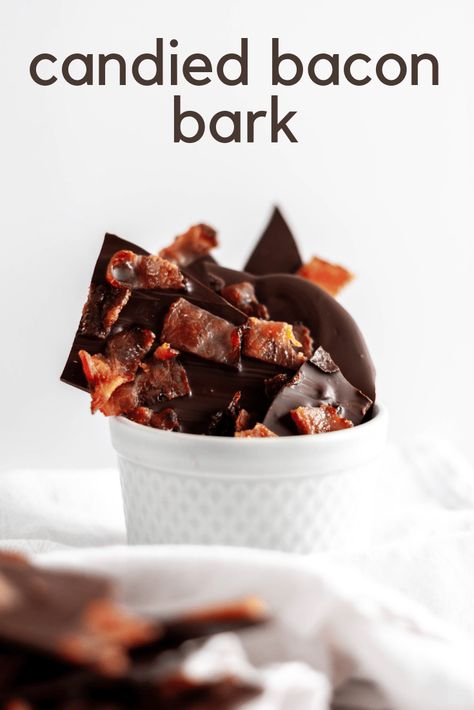 Candied Bacon Bark is a super simple, 4-ingredient treat that is perfect for the bacon lover in your life this Christmas. A fun, different addition to your Christmas baking list this year. Chocolate Bacon Bark, Bacon Bark, Sweet Platter, Bark Recipes Easy, Christmas Baking List, Bacon Dates, Christmas Bark Recipes, Chocolate Covered Bacon, Appetizers For A Party