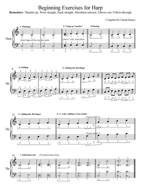 Harp Exercises Thumbnail - Click on picture to get printable version Lyre Harp Chords, Lyre Harp Notes, Lyre Sheet Music, Lyre Harp Sheet Music, Harp Notes, Harp Art, Harp Sheet Music, Harp Player, Ocarina Music