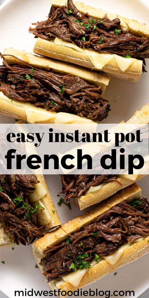 Instant Pot French Dip Sandwiches, Shredded Beef Sandwiches, Instant Pot French Dip, French Dip Sandwiches, Beef Dip, Dip Sandwiches, Dinner Rotation, French Dip Sandwich, French Dip