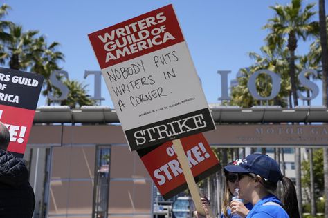 Clever picket signs from the writers strike Check more at https://geniusceleb.com/clever-picket-signs-from-the-writers-strike/ Strike Signs, Picket Signs, Halloween 2023, Writers, Signs, Halloween