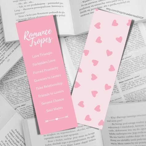 Romance Tropes, Valentines Bookmarks, Reader Gifts, Girly Christmas Gifts, Valentines Printable, Handmade Bookmarks Diy, Vintage Bookmarks, Pink Printable, Romance Reader