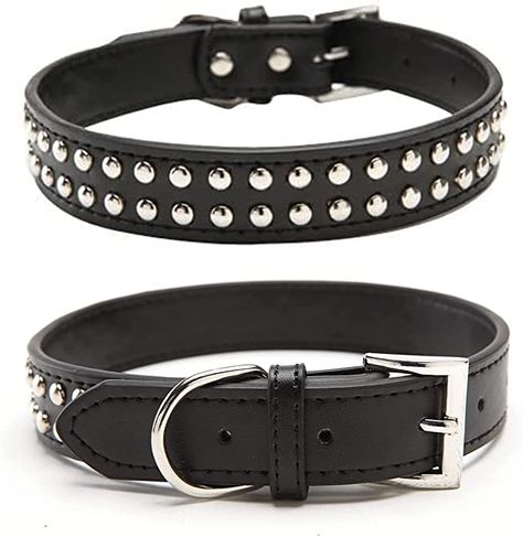 Diamond Collar Dog, Black Cat With Spiked Collar, Dogs Black, Studded Dog Collar, Black Leather Dog Collar, Goth Dog Collar, Studded Collar, Large Animals, Pet Dog