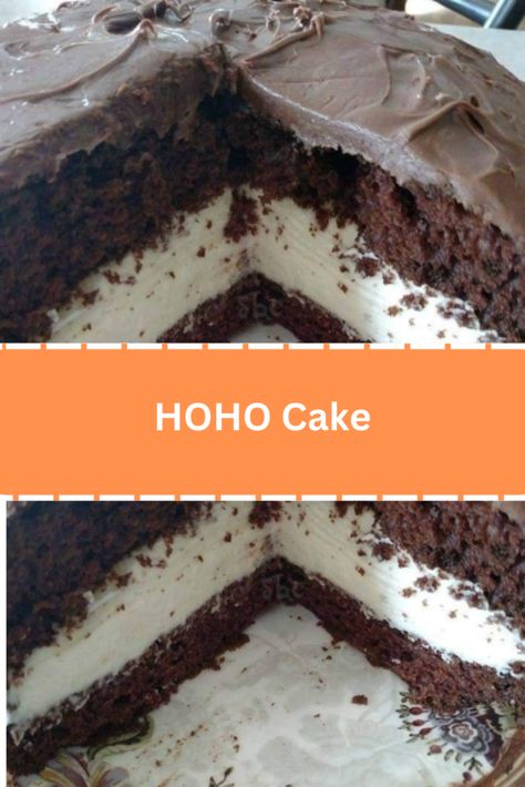 HOHO Cake Hoho Cake, Hostess Snack Cakes, Cream Cheese And Cool Whip, Sponge Cake Roll, Hostess Snacks, Milk Chocolate Frosting, Canned Frosting, Weeknight Recipes, Chocolate Sponge Cake