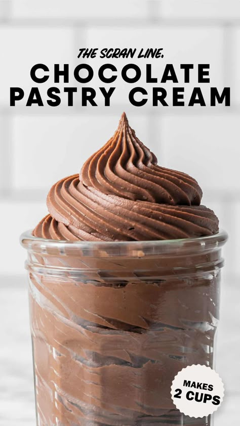 Chocolate Pastry Cream Chocolate Pastry Cream, Pastry Cream Recipe, Cake Filling Recipes, French Chocolate, Chocolate Pastry, Cooking Chocolate, Icing Frosting, Baking Hacks, Whip Cream