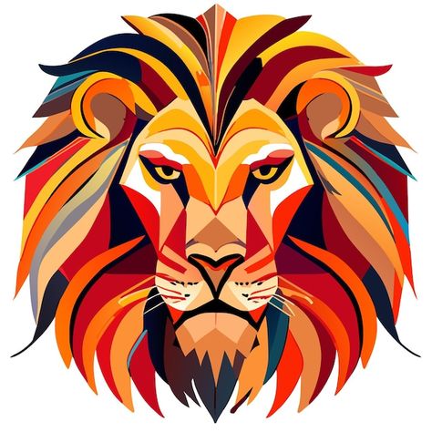 Lion head abstract colorful illustration... | Premium Vector #Freepik #vector #animals #abstract-background #cartoon-animals #lion-illustration Lion Geometric Art, God Lion, Animals Abstract, Head Abstract, Vector Animals, Lions Clubs International, Canvas Art Painting Abstract, Geometric Lion, Background Cartoon