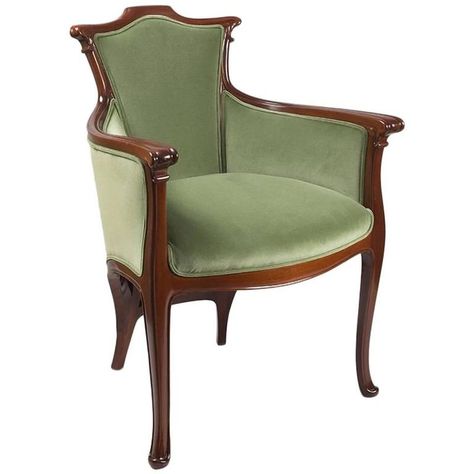 French Art Nouveau Wooden Armchair by Edouard Colonna | 1stdibs.com France Cafe, Shabby Chic Table And Chairs, Art Nouveau Furniture, Crochet Case, French Art Nouveau, Wooden Armchair, Cafe Furniture, Eames Chairs, Art Chair