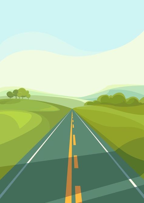 Road Illustration Art, Road Animation, Psa Campaign, Transportation Birthday Theme, Road Illustration, Field Drawing, Road Drawing, Road Wallpaper, Road Background