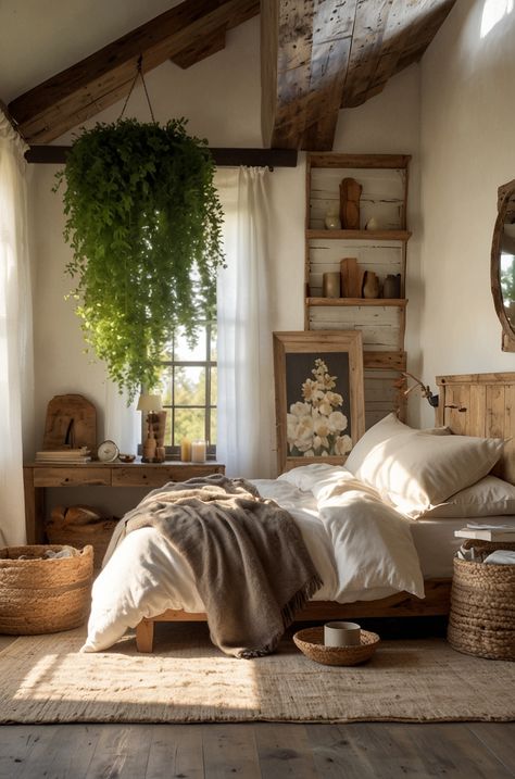 European Theme Bedroom, European Bedroom Ideas, Eastern European Bedroom Aesthetic, Farmhouse Chic Bedroom, European Bedroom, Farmhouse Chic, Bedroom Inspo, Rustic Charm, Bedroom Interior