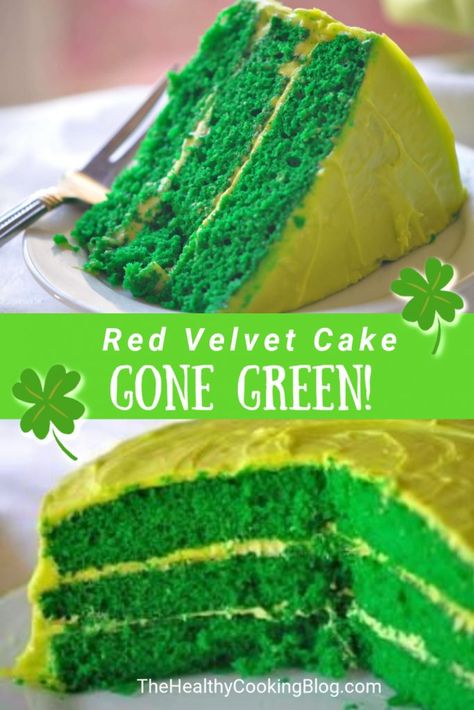 St Patrick Day Cake, Easy Red Velvet Cake Recipe, Red Velvet Recipe, Green Velvet Cake, Easy Red Velvet Cake, St Patricks Day Cakes, Cake Recipes Easy, Easy Red Velvet, Red Velvet Recipes