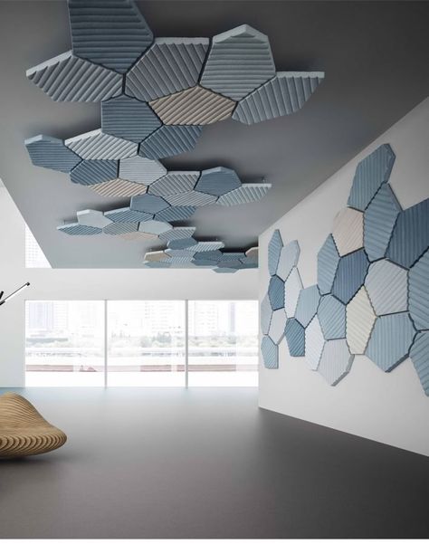 Aesthetic Ceiling Design, Aesthetic Ceiling, Acustic Panels, False Ceiling Ideas, Ceiling Design Ideas, Sound Panel, Ceiling Ideas, Stall Designs, Acoustic Wall Panels