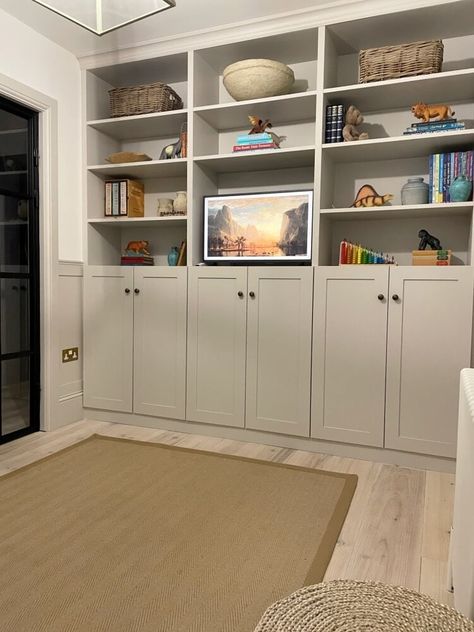 Billy Bookcase With Doors, Billy Hack, Ikea Toy Storage, Ikea Playroom, Billy Ikea, Billy Bookcases, Ikea Built In, Billy Bookcase Hack, Ikea Billy Bookcase Hack