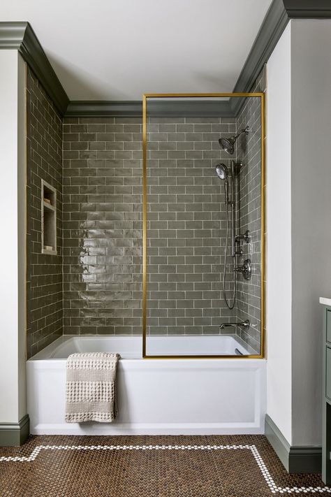 guest bathroom designed by Tanya Smith-Shiflet of Unique Kitchens and Baths Bathrooms With Marble Floors, Fun Bathroom Ideas Unique, Bathroom With Wainscotting, Fun Guest Bathroom Ideas, Sandy Bathroom, Kids/guest Bathroom, Kids Bathroom Tile, Boys Bathroom Ideas, Unique Bathroom Ideas