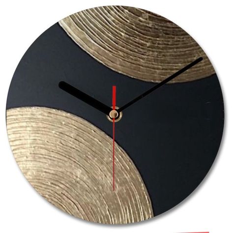 Resin Tips, Mirror Canvas Art, Clock Ideas, Mirror Canvas, Gold Foil Art, Handmade Wall Clocks, Black Wall Clock, Diy Clock Wall, Black Circle