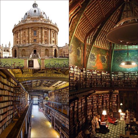 The Bodleian Library is the main research library of the University of Oxford, and is one of the oldest libraries in Europe. With over 12 million items, it is the second-largest library in Britain after the British Library. Old Library Architecture Exterior, Grand Libraries, Library Oxford, University Inspiration, Grand Library, Beautiful Libraries, Bodleian Library, Private Library, University Of Oxford