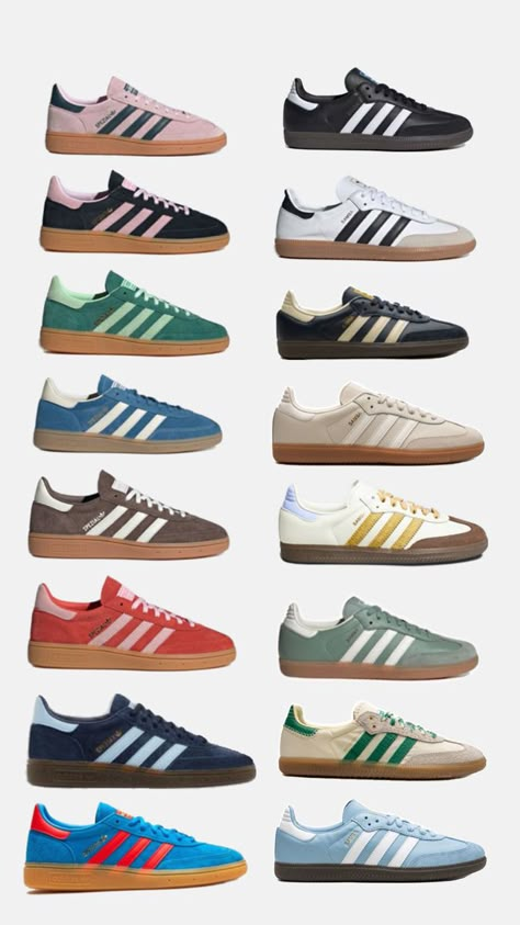 Sambas Colors, Adidas Shoes Brown, Adidas Samba Colours, Shoes Spezial Adidas, Adidas Spezial Brown, Adidas Spezials, Pretty Sneakers, Adidas Spezial, 2000s Fashion Outfits