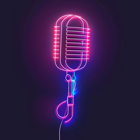 Neon Microphone, Microphone Design, Music Design, Business Card Maker, Flyer Maker, Poster Maker, Card Banner, Music Wallpaper, Poster Invitation