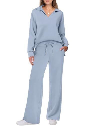 ANRABESS Womens 2 Piece Outfits Sweatsuit Long Sleeve Oversized Sweatshirt Sweatpants Tracksuit Sweat Lounge Set Fall Clothes Matching Sweatsuit, Long Sleeve Fashion, Leisure Suit, Sleeve Fashion, Pantalon Large, Sports Suit, Casual Elegance, Outfit Set, Long Pants