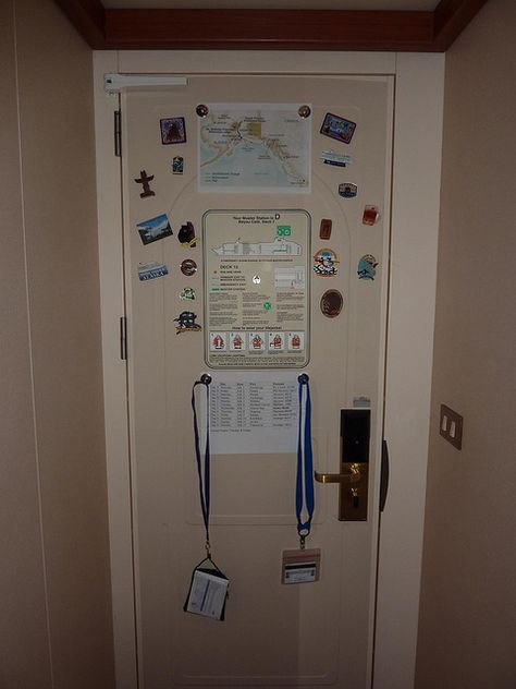 Back of Cabin Door: magnets & magnetic hooks for cruise card lanyards!  Great plan. Cruise Hacks, Royal Carribean Cruise, Cruise Tips Royal Caribbean, Carribean Cruise, Cruise Pictures, Honeymoon Cruise, Disney Cruise Tips, Cruise Essentials, Cruise Door