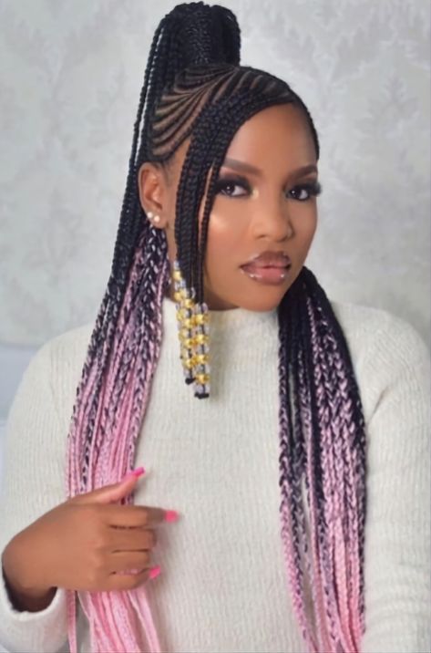 Chuku Hairstyles Braids, Cornrow Buns, Latest Hair Braids Styles 2023, Knotless Braids With Color, Small Box Braids Hairstyles, Big Braid, Latest Hair Braids, Cornrows Braids For Black Women, Nice Hairstyles