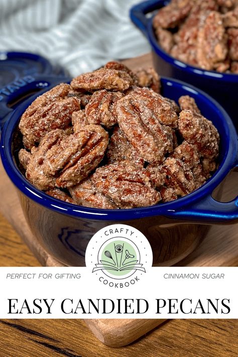 Easy Candied Pecans Candied Pecans Easy, Cinnamon Sugar Pecans, Sugar Pecans, Culinary Food, Glazed Pecans, Sugared Pecans, Roasted Pecans, Pecan Recipes, Candied Nuts