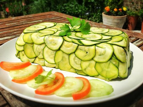 Summer Vegetable Terrine – The Vegan Household 21 Day Fix Vegetarian, Vegetable Terrine, Terrine Recipe, Lithuanian Recipes, Tempeh Recipes, Firm Tofu, Savory Herb, Food Garnishes, Summer Vegetable