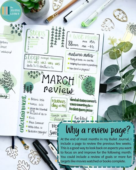 💡Month in Review Pages for your Bullet Journal 💡 ➡️ 𝗦𝗮𝘃𝗲 𝘁𝗵𝗶𝘀 𝘀𝗼 𝘆𝗼𝘂 𝗰𝗮𝗻 𝘁𝗿𝘆 𝗶𝘁 𝗹𝗮𝘁𝗲𝗿 At the end of each month it can be beneficial to evaluate and summarise your activities in a bullet journal monthly review page. This can include notes from any tracker pages, a record of things you have watched or read, even event highlights. I find it useful to allow space for thinking ahead to the following month and any goals I would like to achieve too. Swipe through to take a look at some example... Bujo Month Review, Monthly Review Journal, Monthly Dashboard Bullet Journal, New Month Journal Page, Month In Review Bullet Journal, Monthly Recap Bullet Journal, Month Page Bullet Journal, Bujo Monthly Review, Goals Page Bullet Journal