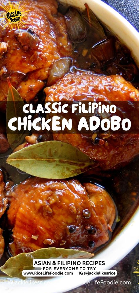 BEST Classic Filipino Chicken Adobo with Step By Step Pictures | Rice Life Foodie Adobo Chicken Slow Cooker, Chicken Adobado Recipe, Adobo Chicken Recipe Filipino, Philippines Chicken Adobo, Philippine Adobo Chicken, Adobo Filipino Recipe, Pollo Adobo Filipino, Easy Chicken Adobo Filipino, My Forking Life