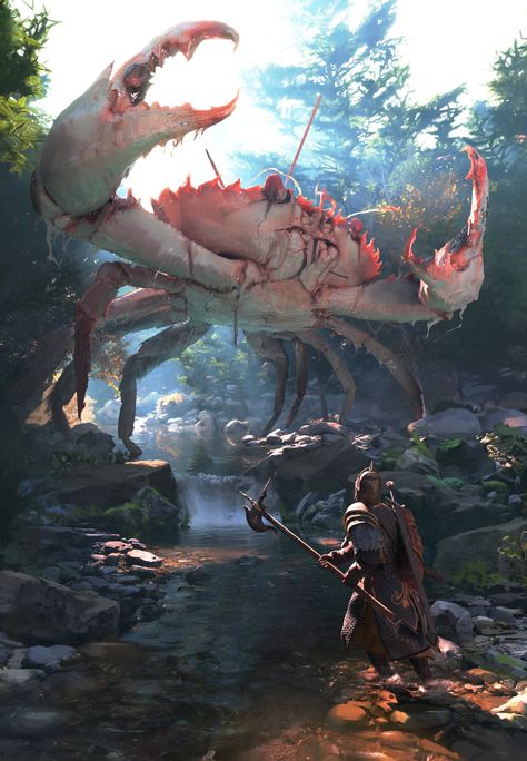 ArtStation - Norlana River Crab Rpg Creatures, Unknown Creatures, Fantasy Worldbuilding, Tomb Raider Game, Crab Art, Inspo Art, Unusual Art, Idea Design, Character Poses