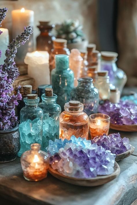 Good Morning!! I'm here, making crystal charms and mini jars with trinkets for you! Let's get together and talk about what crystals could enhance your life. ✨✨ $20 moon water $25 crystal charms $25 mini jars with trinkets Healing Aesthetic, Crystals Aesthetic, Fancy Chair, Power Of Crystals, Healing Retreats, Moon Water, Crystal Altar, Healing Magic, Crystal Aesthetic