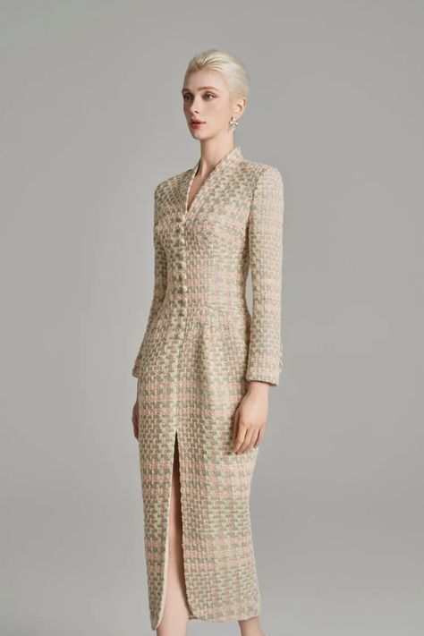 Elegant Classy Outfits For Women, Tweed Midi Dress, Women Office Outfits, Tweed Fashion, Classic Wardrobe Pieces, Tweed Outfit, Classy Outfits For Women, Mean Blvd, Formal Dresses For Weddings