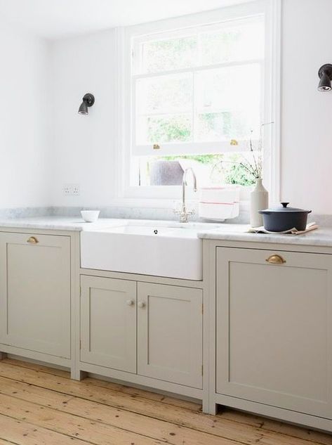 White, Furniture, Room, Kitchen, Property, Cabinetry, Sink, Countertop, Floor, Interior design, Devol Kitchens Shaker Style, Shaker Cupboards, Kitchens Shaker Style, Dulux Egyptian Cotton, Greige Kitchen Cabinets, Greige Kitchen, Colour Trend, Devol Kitchens, Beige Kitchen