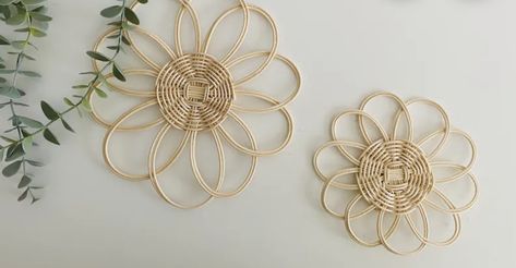 Hall Room Decor, Shelf Decor Kitchen, Violet Bedroom, Rattan Flower, Canes Decor, Wall Hanging Nursery, Hall Room, Childrens Bedroom Decor, Flower Wall Hanging