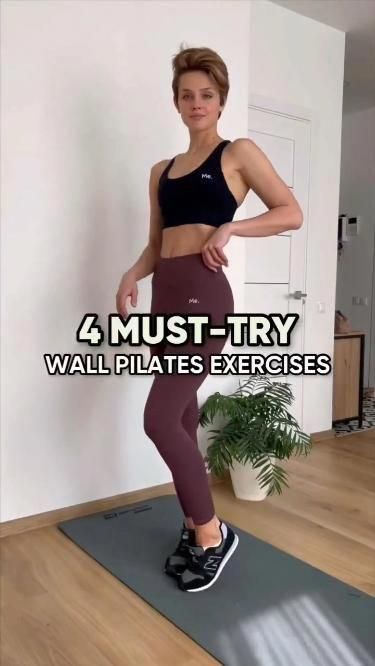 Wall Pilates Exercises, Pilates Workout Plan, Wall Pilates, Pilates Moves, Pilates Exercises, Pilates At Home, Pilates Routine, Wall Workout, Pilates For Beginners