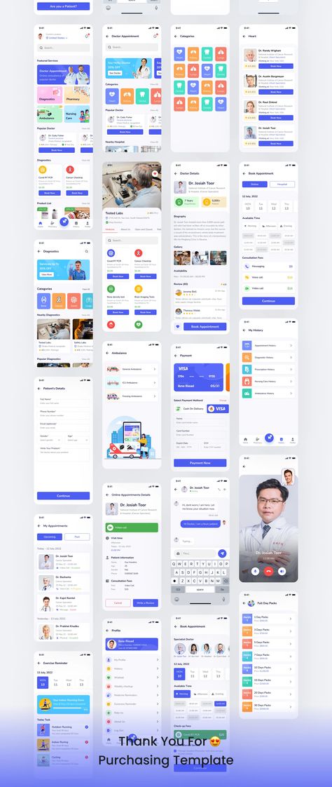 Online Doctor Appointment Booking App UI Kit — UI Kits on UI8 Doctor Appointment App, Healthcare App Design, Mobile App Ui Design Inspiration, Doctor App, Scan App, Flutter App, App Home Screen, Web Ideas, Medical App