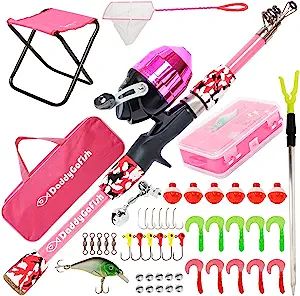 Kids Fishing Pole – Telescopic Rod & Reel Combo with Collapsible Chair, Rod Holder, Tackle Box, Bait Net Small Dock, Collapsible Chair, Children Activities, Telescopic Fishing Rod, Kids Fishing, Catching Fish, Beach Fishing, Rod Set, Tackle Box