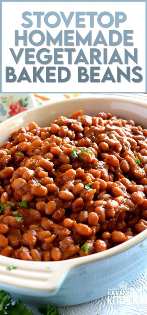 Stovetop Vegetarian Baked Beans - Lord Byron's Kitchen Stove Top Beans Recipe, Vegetarian Bbq Beans, Stove Top Beans, Stove Top Baked Beans, Stove Top Baked Beans Recipe, Bbq Beans Recipe, Recipes Organization, Vegetarian Bean Recipes, Baked Beans Vegan