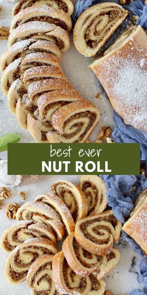 Recipe For Nut Roll Filling, Nut Roll Recipes, Walnut Filling For Nut Roll, Pecan Nut Roll Recipe, Walnut Strudel Recipe, Walnut Kolachi Recipe, Cinnamon Walnut Rolls, Hungarian Walnut Roll, Nut Filling Recipe